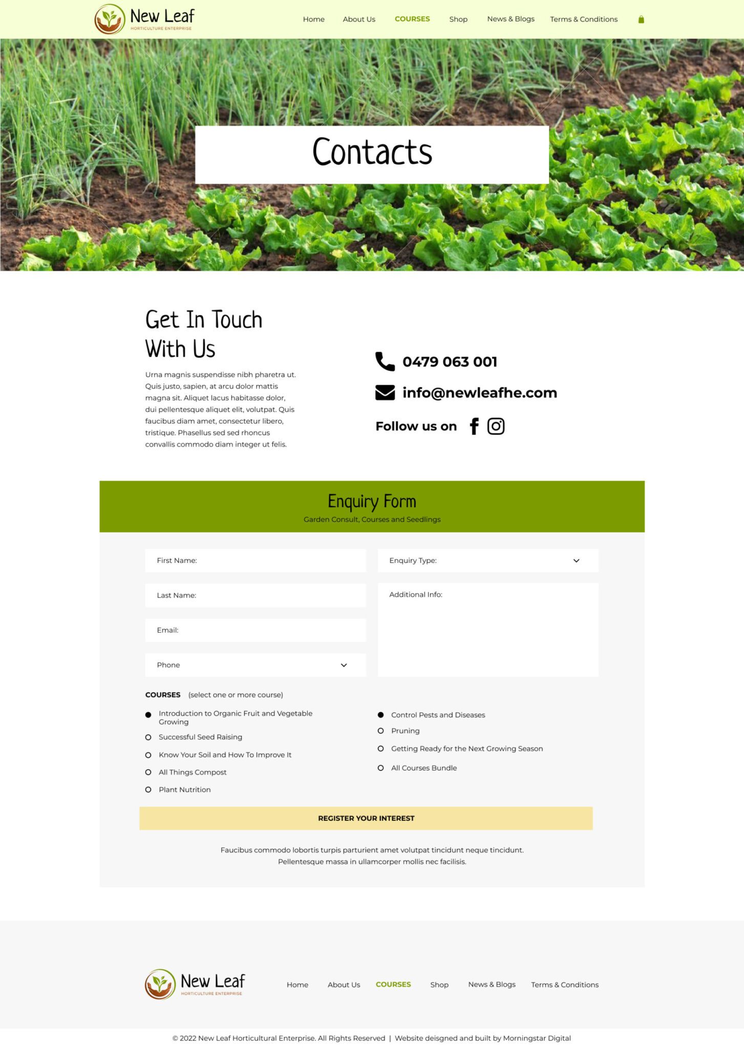 New Leaf Horticultural Enterprise ContactUs