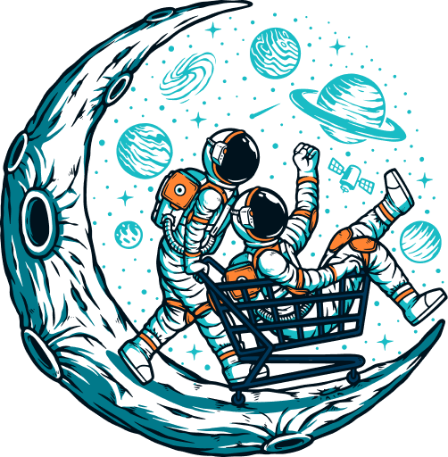 astronaut shopping cart